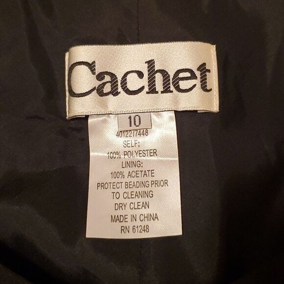 Cachet black embellished spaghetti strap maxi dress gown size 10 - Picture 6 of 8